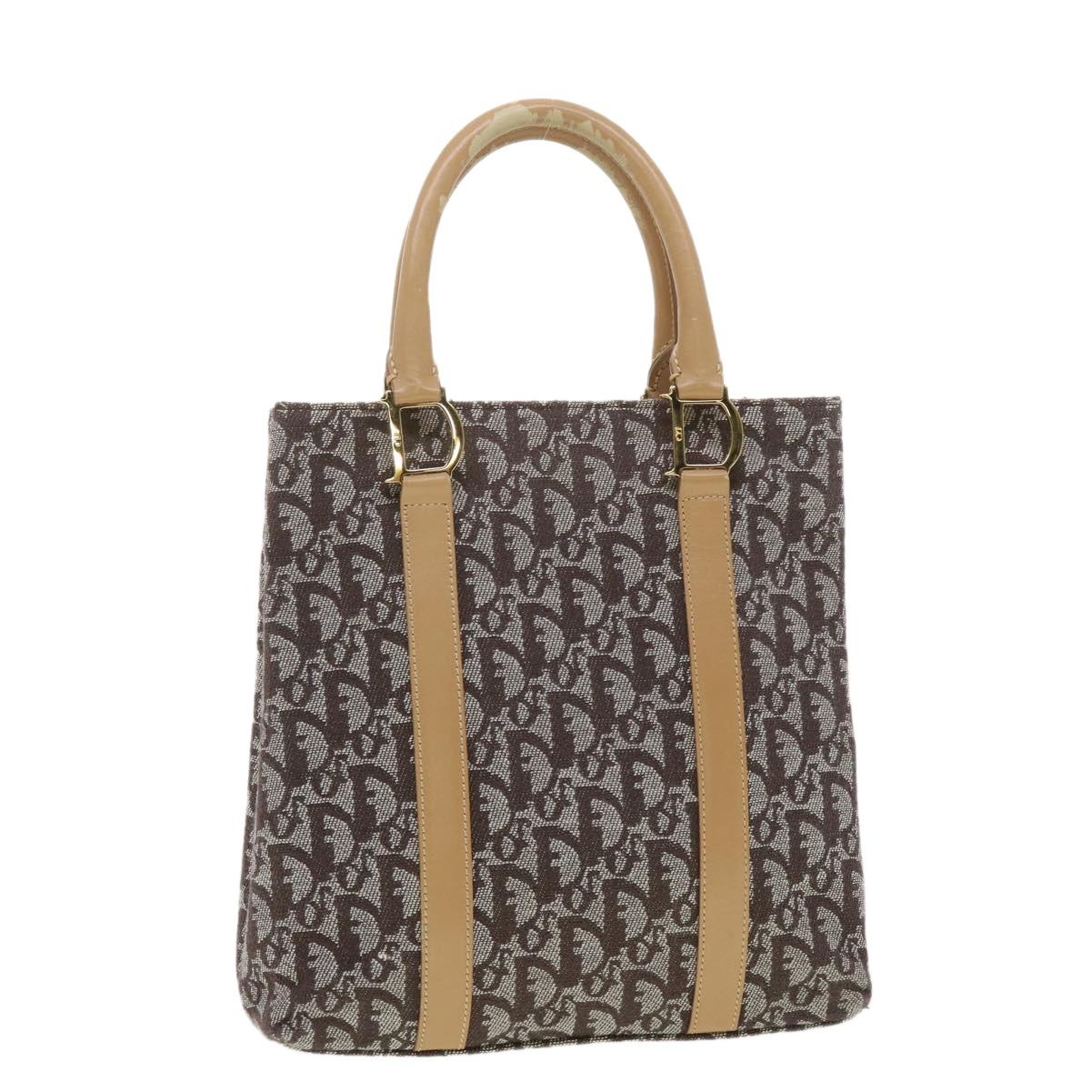 Christian Dior Trotter Canvas Hand Bag Brown Auth Yk6030